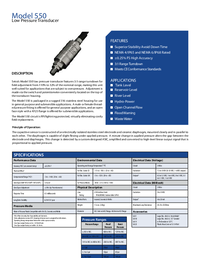 Thumbnail of document Data Sheet - 550 Low Pressure Transducer